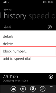 Blocking A Phone Number on Windows Phone